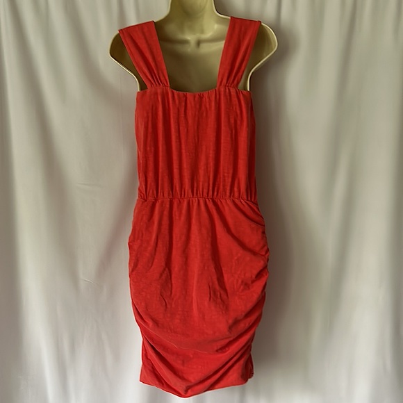 Sundry for Evereve NWT Beautiful Coral Square Neck Ruched Dress **Size 1/S** - Picture 2 of 5